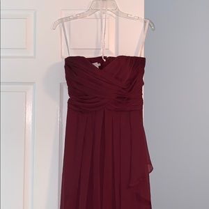 Strapless Crinkle Chiffon Dress with Cascade Skirt